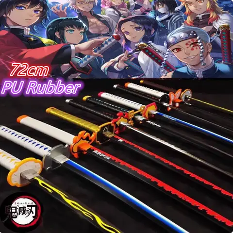 1:1 Japanese Katana Samurai 72cm Demon Slayer Sword PU Katana Kanroji Mitsuri Kamado Tanjirou Tomioka Giyuu  Anime Toy Gift