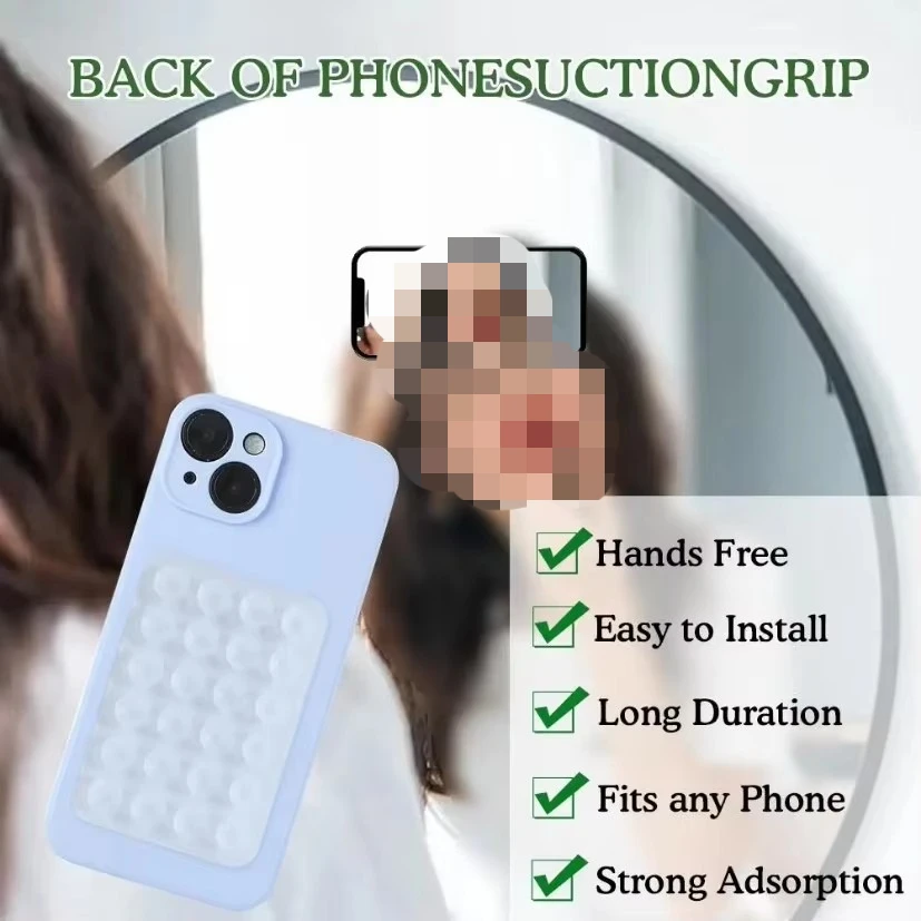حامل هاتف سيليكون لاصق مربع مضاد للانزلاق - usage example