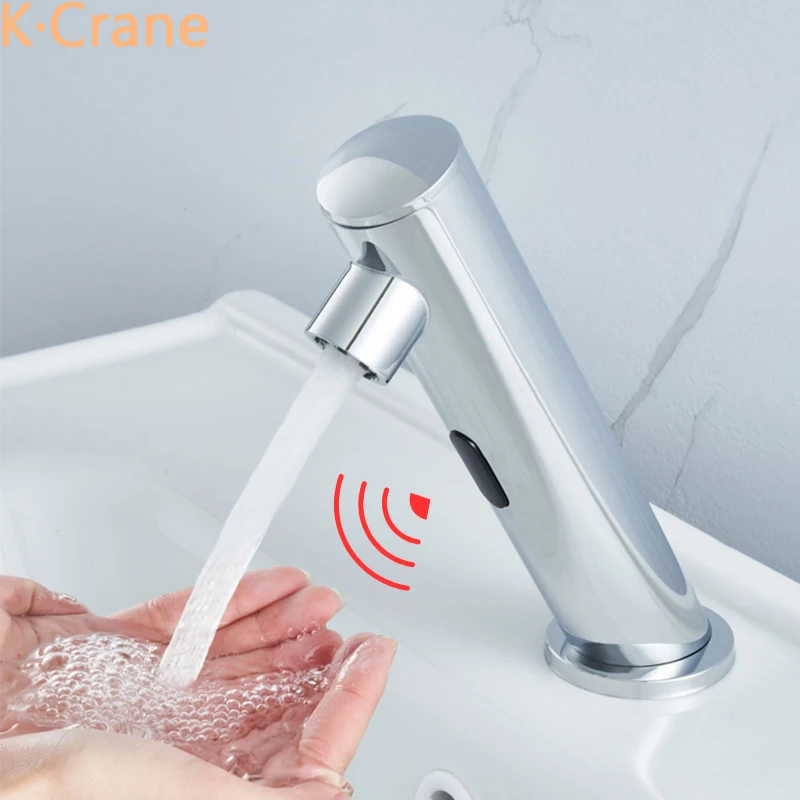 Wash Basin Sink Touchless Faucet Bathroom Infrared Motion Sensor Silver Chrome Tap Deck Mount Battery Box Filter Water Faucets