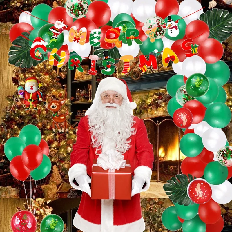 1Set Decoration Christmas Merry Christmas Balloon Set Holiday Theme Background Decoration