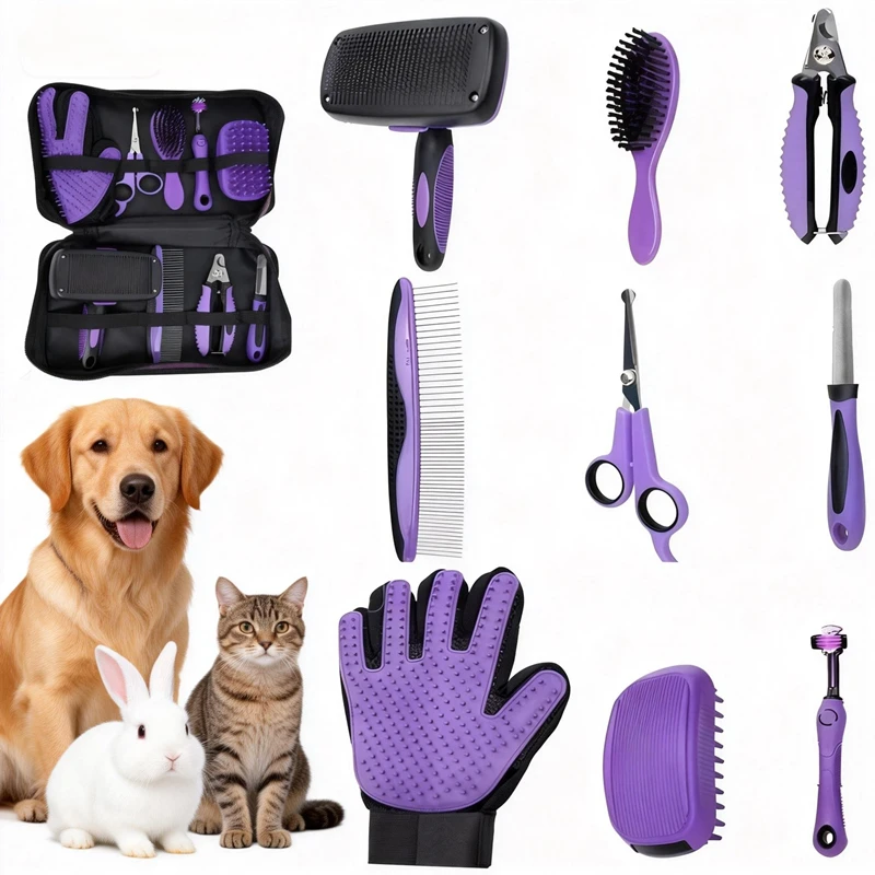 

Pet Grooming Tool Set – 9-Piece Kit for Cats and Dogs Grooming Supplies for Short-Haired and Long-Haired Dogs and Cats