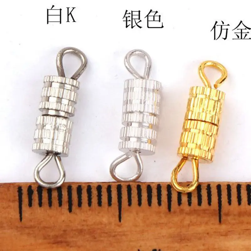 

50 Screw Barrel Clasps 15mm End Tips Necklaces Bracelets Barrel Screw Clasp with Hook Loop Jewellery Findings