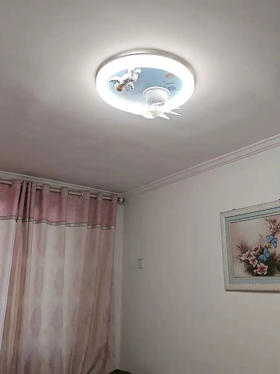 Kids Room Ceiling Fan Light Full Spectrum Eye Protection Princess Astronaut LED Ceiling Lamp For Boys Girls Bedroom Modern Deco