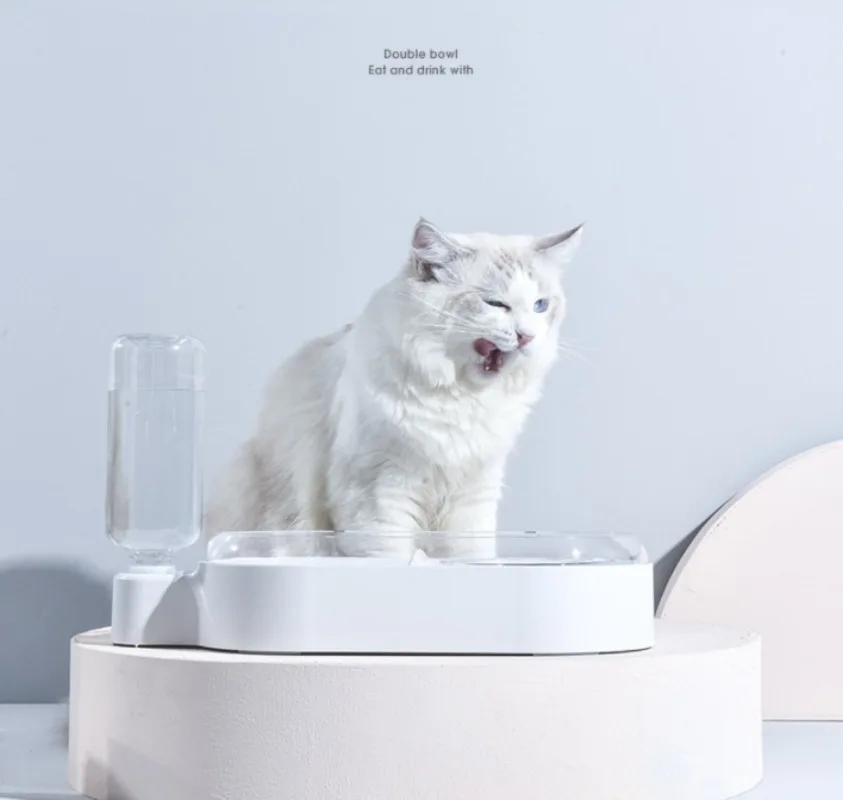 

Pet Cat Automatic Feeder Drinking Bowl Water Large Capacity Water Dispenser Dry Wet Separation Food Container Pet Supplies