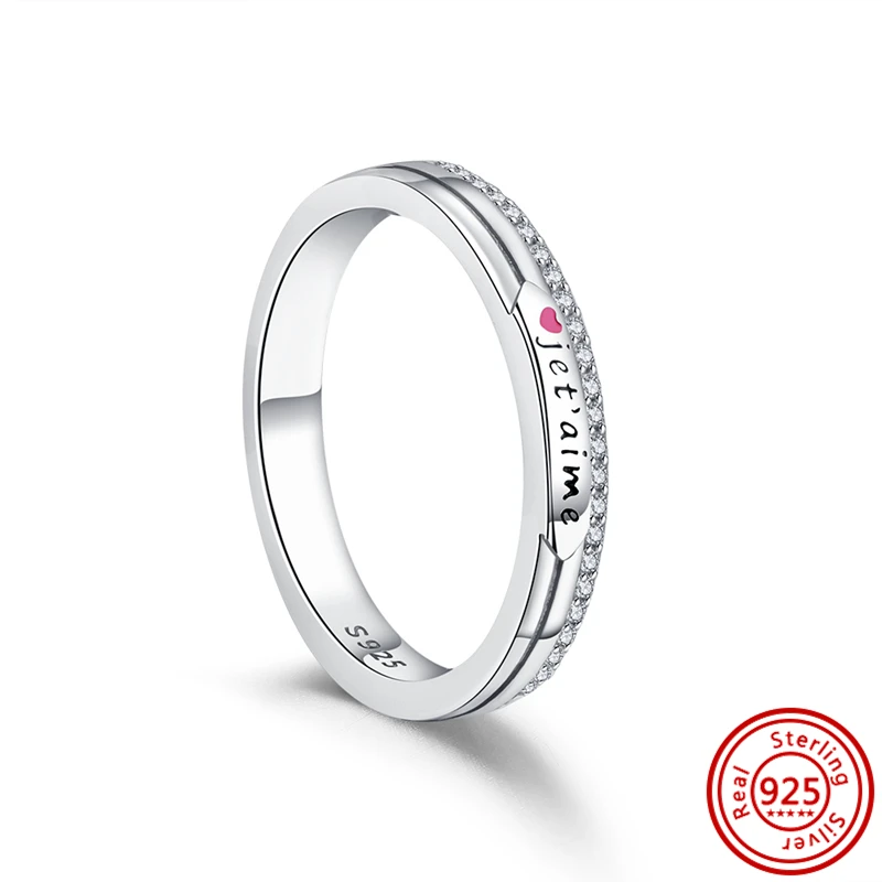 925 Sterling Zilveren Sprankelend Hart Zirkoon Pijl Golf Oneindige Eeuwige Liefde Paar Ringen Trouwfeest Sieraden Cadeau