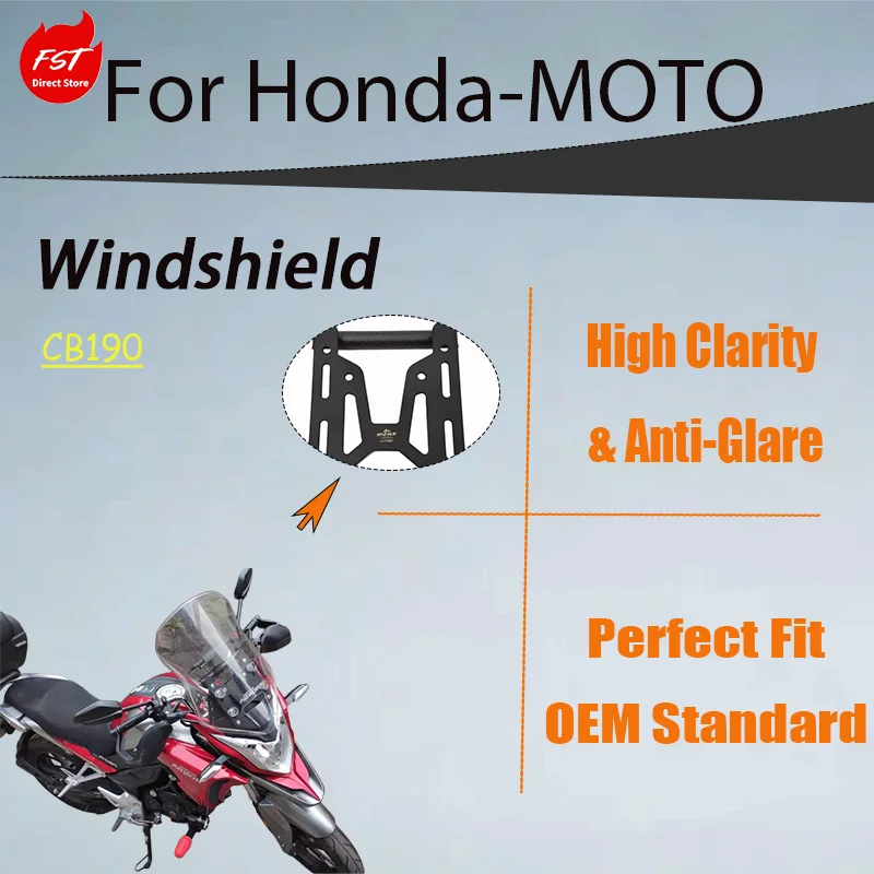 Upgrade Windshield with Navigation & Lift Bracket for Honda CB190X, Reinforced Mount Parts
