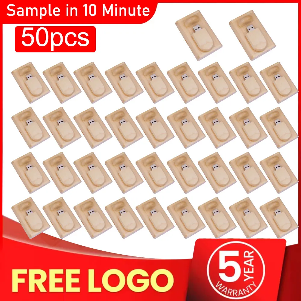 50pcs/lot USB 2.0 for Wedding Photography Gifts Free Custom LOGO Wooden U Disk 64GB 32GB 16GB 8GB 4GB Memory Stick Flash Drive