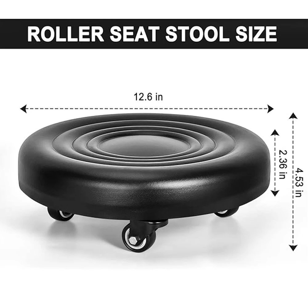 Leather Pulley Stool, Stable and Drop-Proof Low Height Rolling Stools with Universal Wheels for Home Office Fitness JJ1771