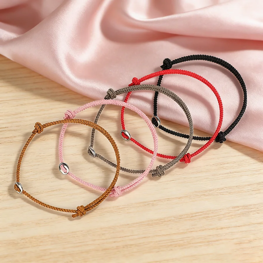 Minimalist 2mm Thin Rope Bracelet Unisex 5 Colors Stainless Steel Sliding Adjustable Braslet Valentine Day Gift Friends Jewelry