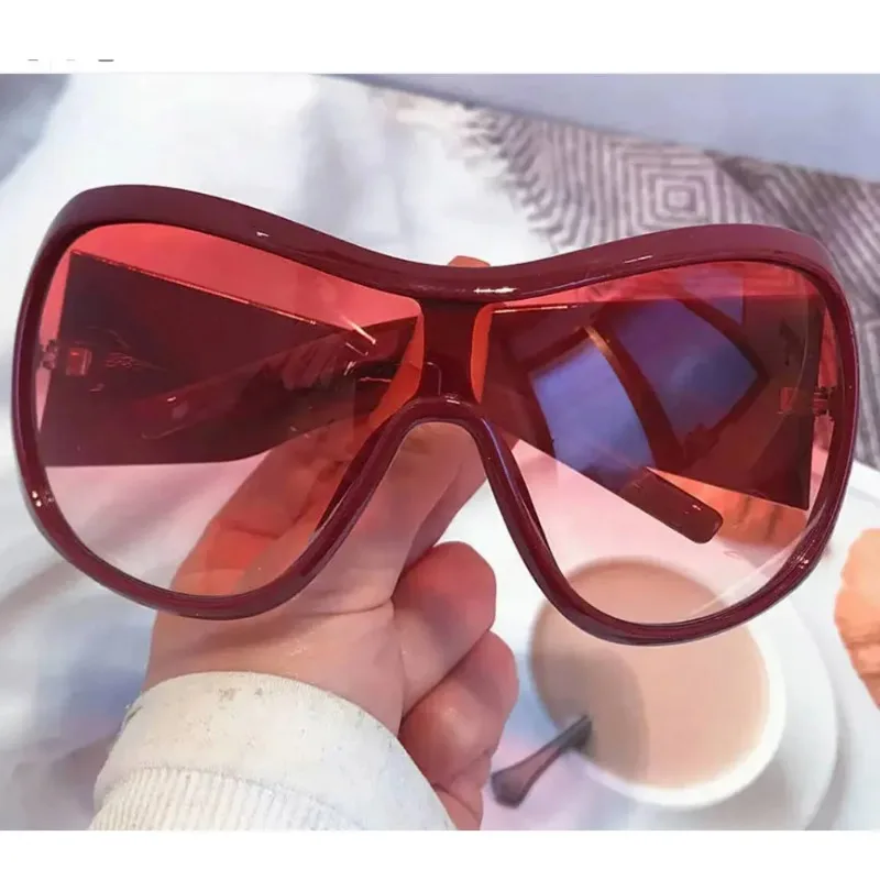 One Piece Oversized Y2K Sunglasses for Women Men Vintage Square Shield Gradient Hip Hop Sun glasses Female Sexy Driving Shades