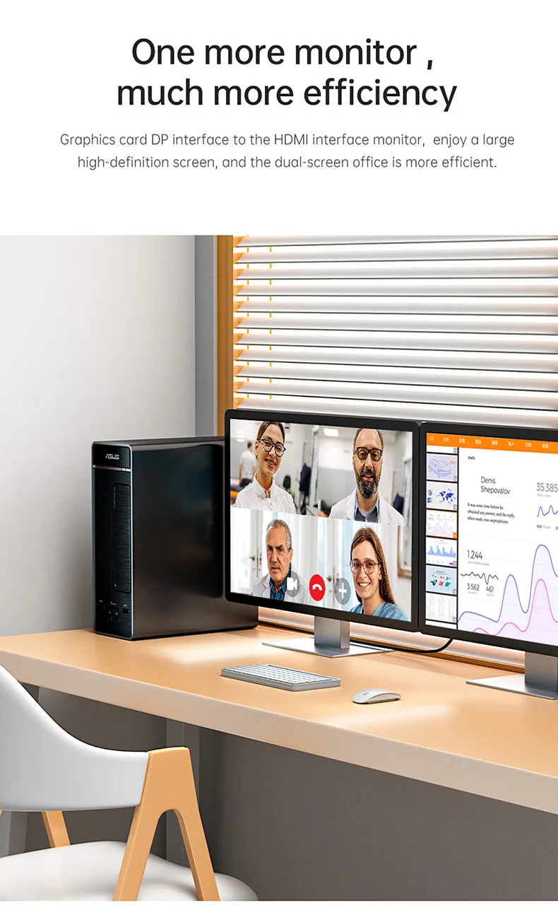 DisplayPort-zu-HDMI-Kabel 8K, VRR 4K@240Hz 2K@480Hz Aktives DP1.4-Quellkabel zu HDMI2.1-Displaykabel für Monitore von AMD, NVIDIA, Dell – Detail 10