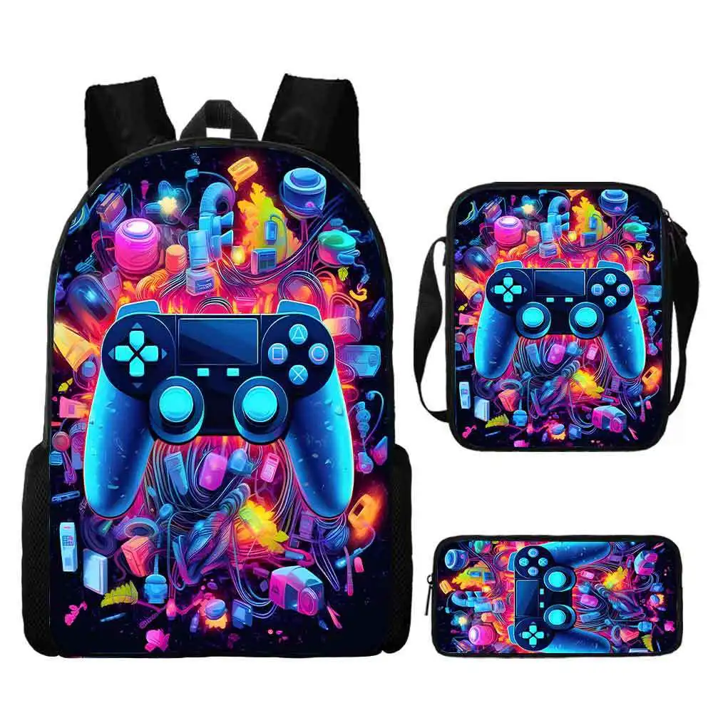 

Classic Popular Games console 3D Print 3pcs/Set pupil School Bags Laptop Daypack Backpack Inclined shoulder bag Pencil Case