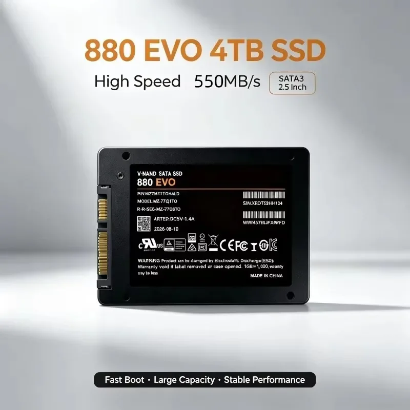 880EVO 2.5 Inch Internal Solid State Drive 550MB/S SATA3 SSD 500GB 1TB 2TB 4TB Hard Disk Solid State Drive for Laptop Desktop
