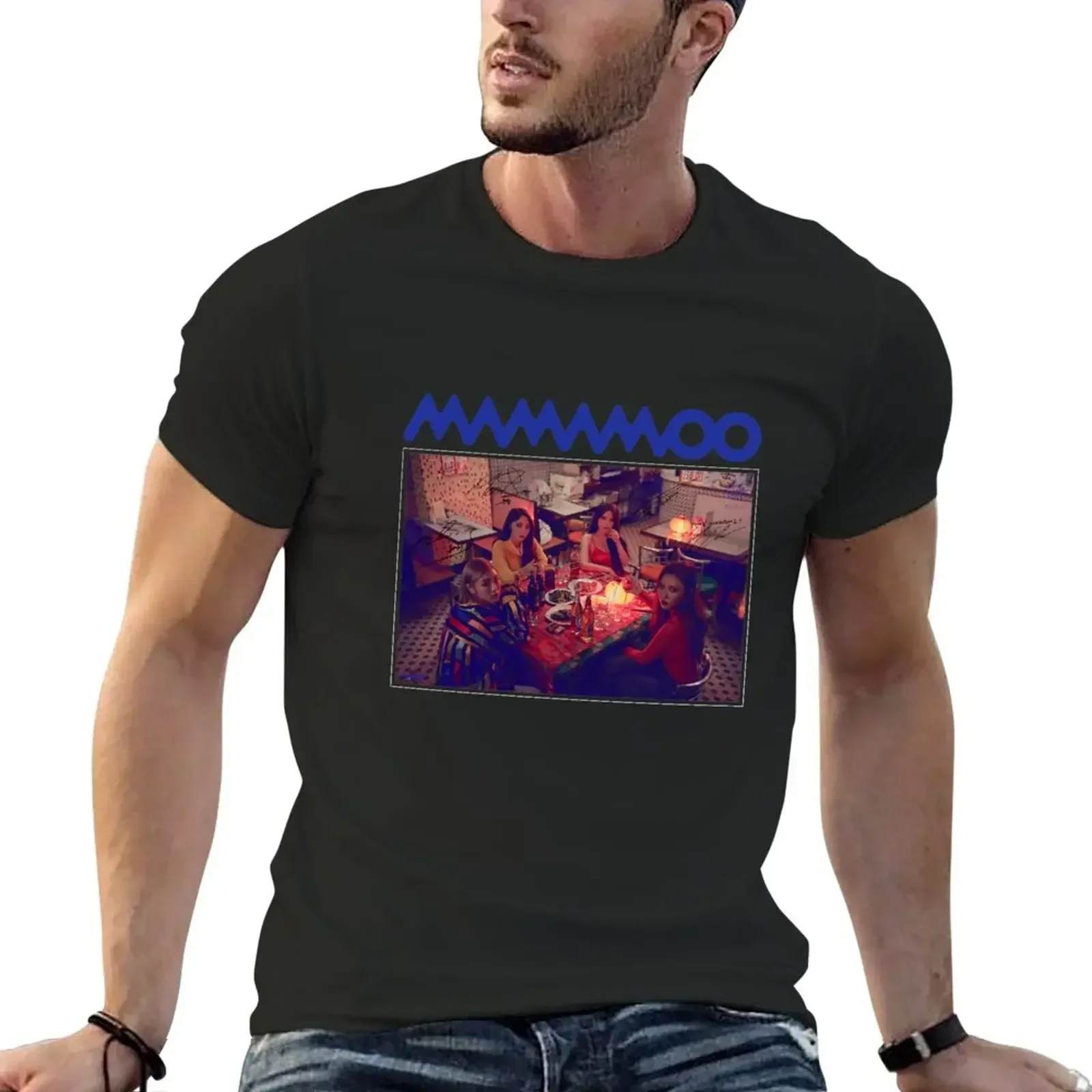 MAMAMOO Blue Group (With PRINTED Autographs) | Design T-Shirt Blouse tops men t shirt