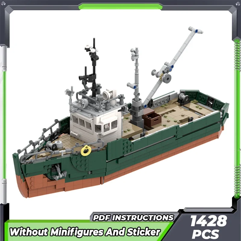 

Конструктор Moc, модель военного корабля, миниатюрная рыболовная лодка, модульные блоки, подарки, рождественские игрушки, Наборы «сделай сам» в сборе