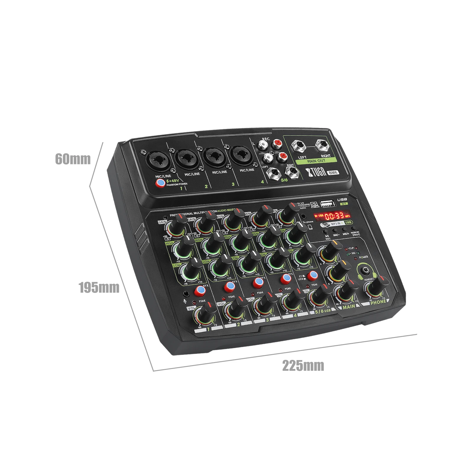 TLF Xtuga Studio Mixing Console Professionale Dj 6 Canali Mini Piccolo o Mixer