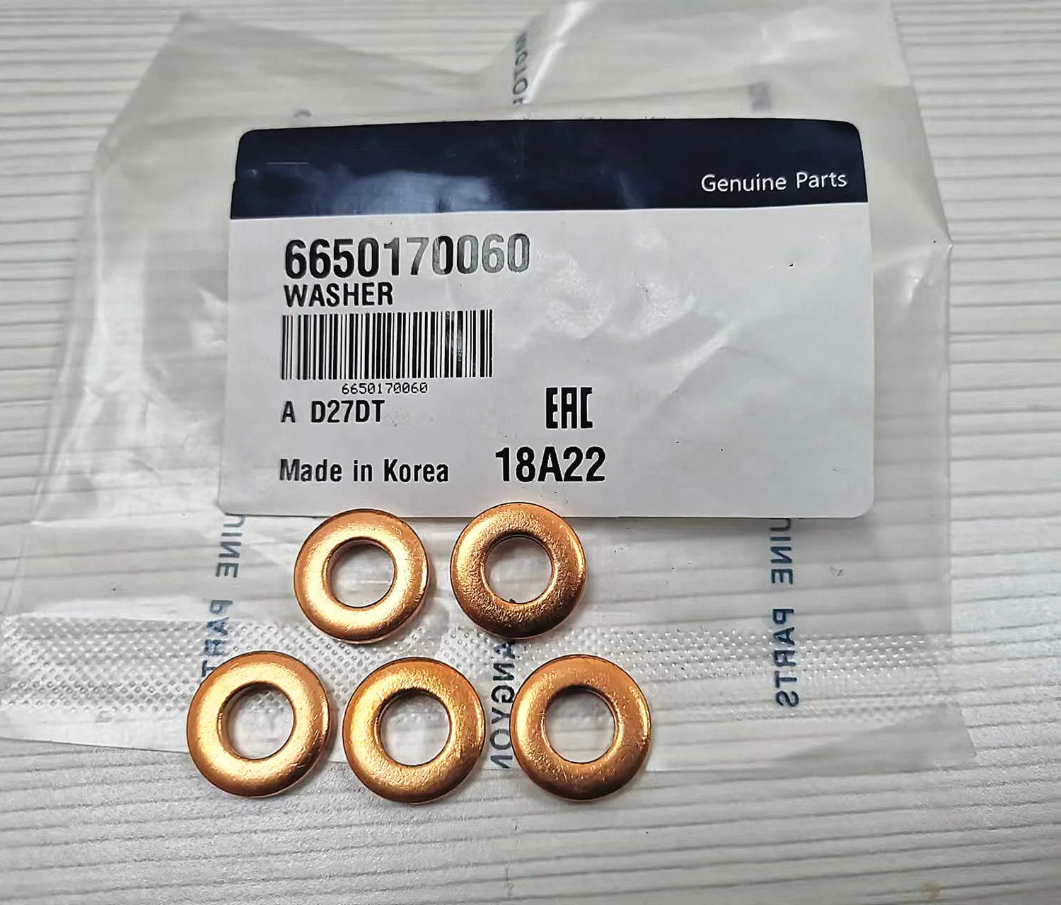 New Genuine Injector Washer 6650170060 For Ssangyong Rexton Kyron Stavic Actyon