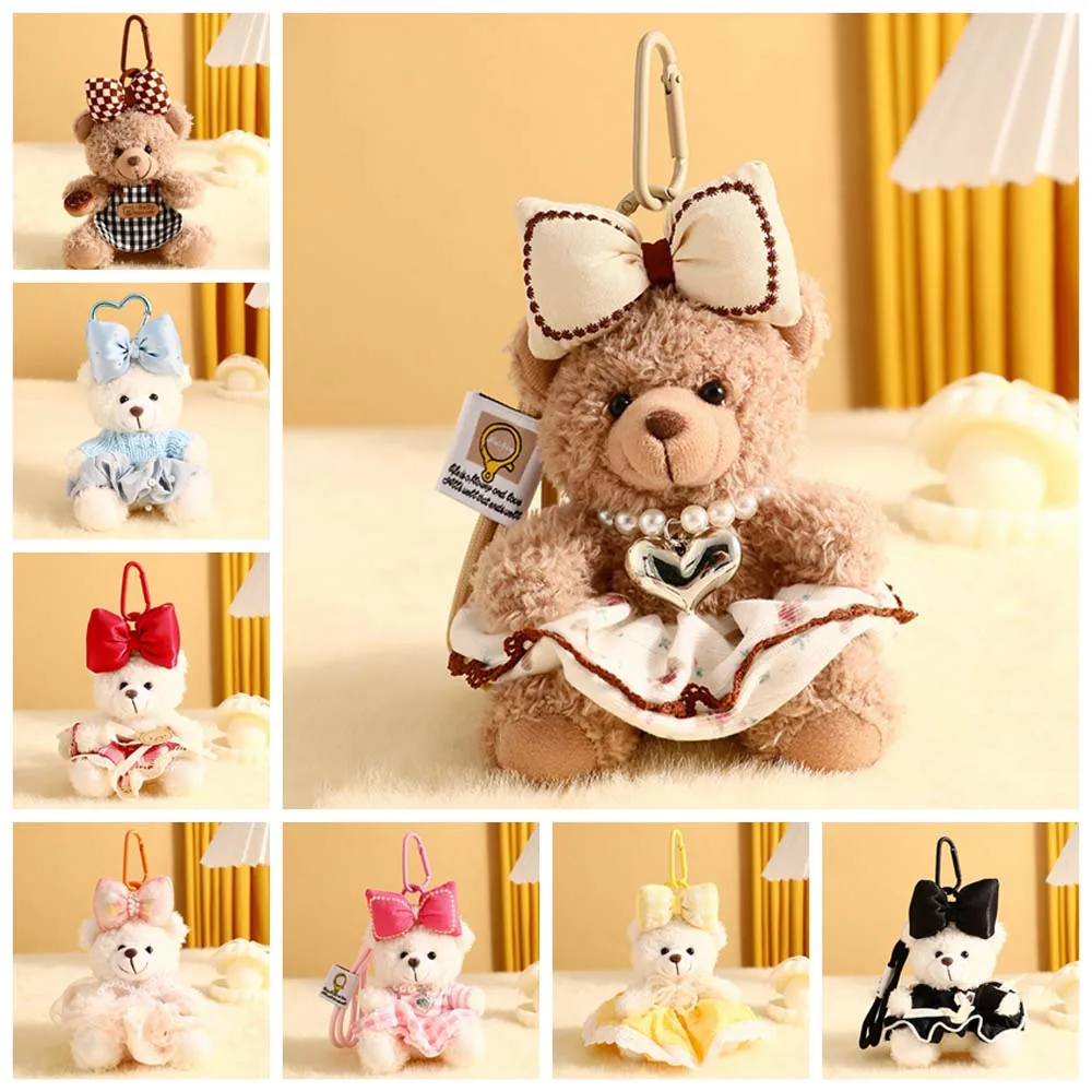 Bag Pendant Plush Bear Keychain Princess Dress Bear Decoration Bow Bear Dolls Pendant Plushies Toys Kawaii Stuffed Animal Toys