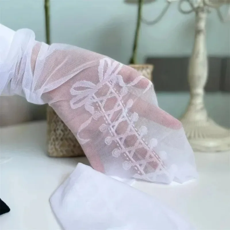 1/2 Paar Lolita Fake Criss-Cross Bow Oberschenkelhohe Socken Damen Japanische Fake Imitation Stiefel Ultradünne Criss-Cross Bowknot Socken