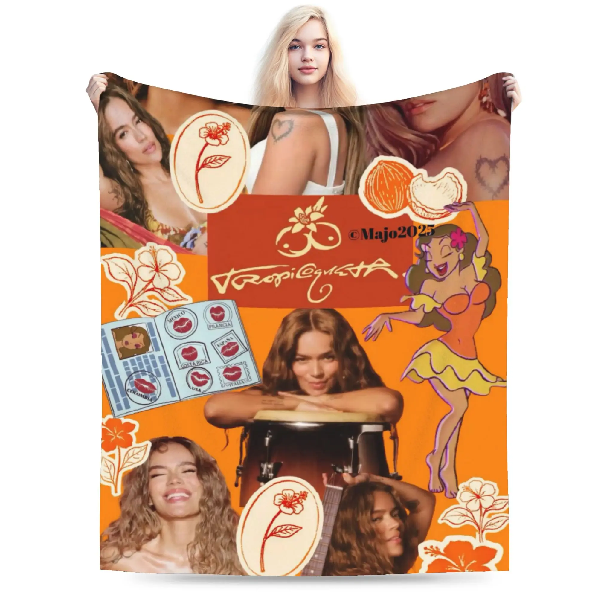 Karol G Tropicoqueta Super Warm Blanket  Child Plush Bedding Throws Street Trend Living Room Flannel Bedspread Sofa Bed Cover