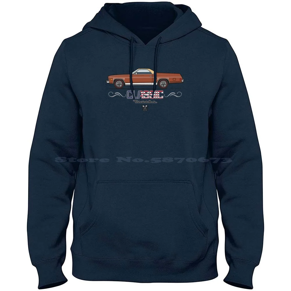 73-77 Brown Elco 100% Cotton Hoodie 1973 1974 1975 1976 1977 350 454 El Camino Drag Racing American Muscle Car