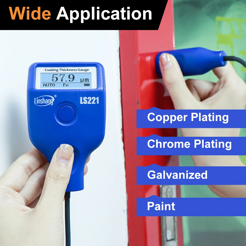 LS221 Coating Thickness Measuring Device Meter Powder Tester Aluminum Coating Thickness Gauge With External Cable Probe