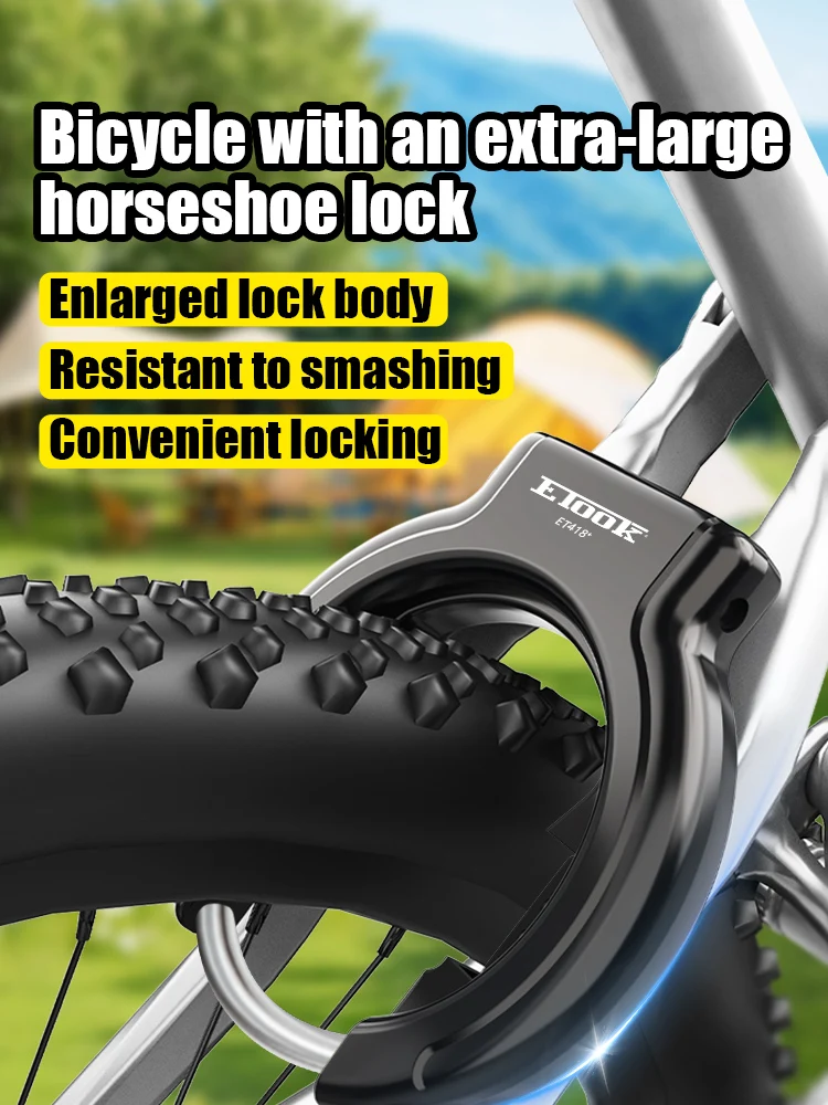 AliExpress ETOOK Bicycle Horseshoe Lock Anti-Drill Bicycle Frame Wheel Clamp Lock Hardened Steel Anti-theft Bike Lock for 3" Fat Tire Bike