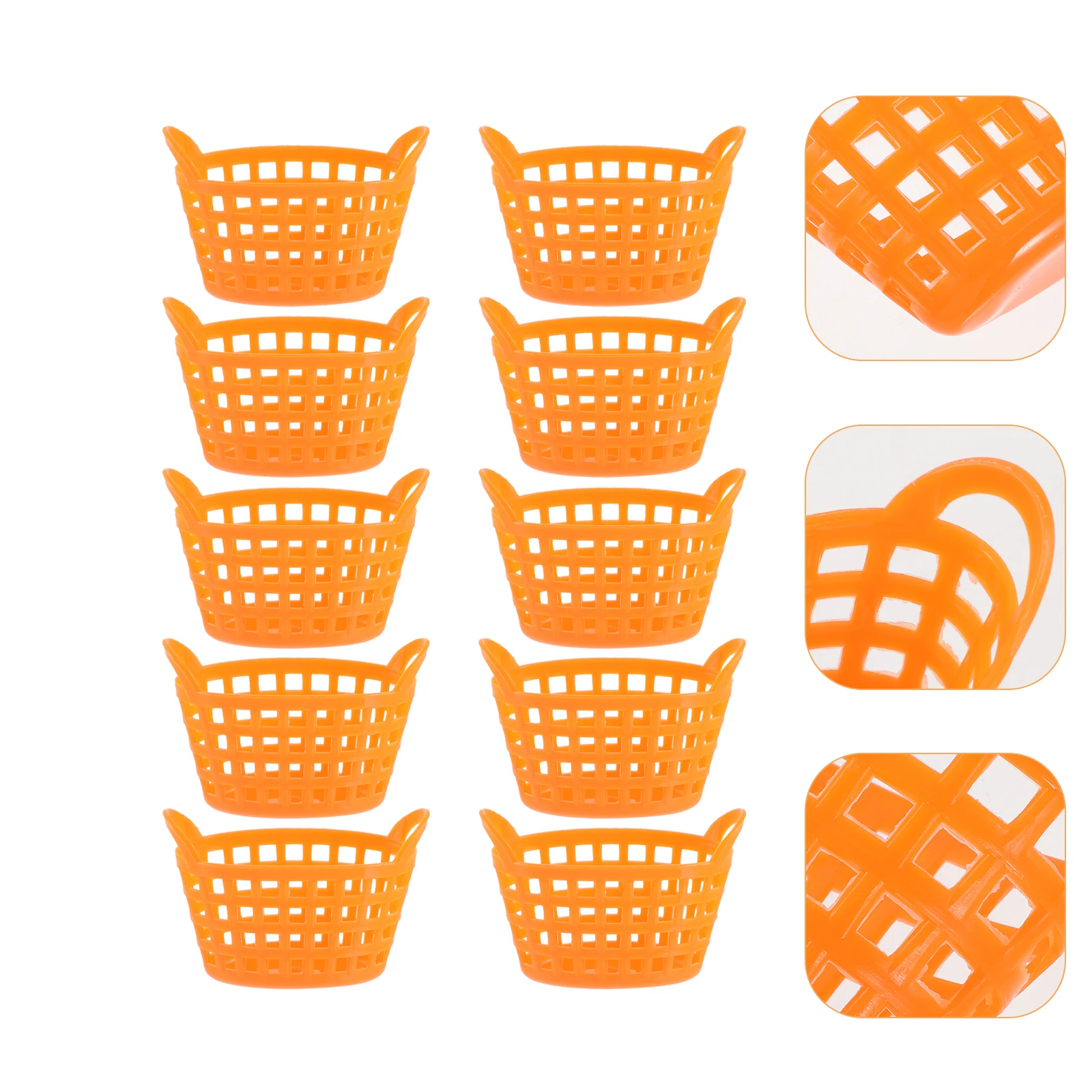 ตะกร้าช้อปปิ้งจิ๋วสำหรับเด็ก 10 ชิ้น ตะกร้าพลาสติกแบบถือสำหรับเล่นสมมติ งานฝีมือ ตกแต่ง ตะกร้าของชำขนาดเล็ก ของตกแต่งบ้าน