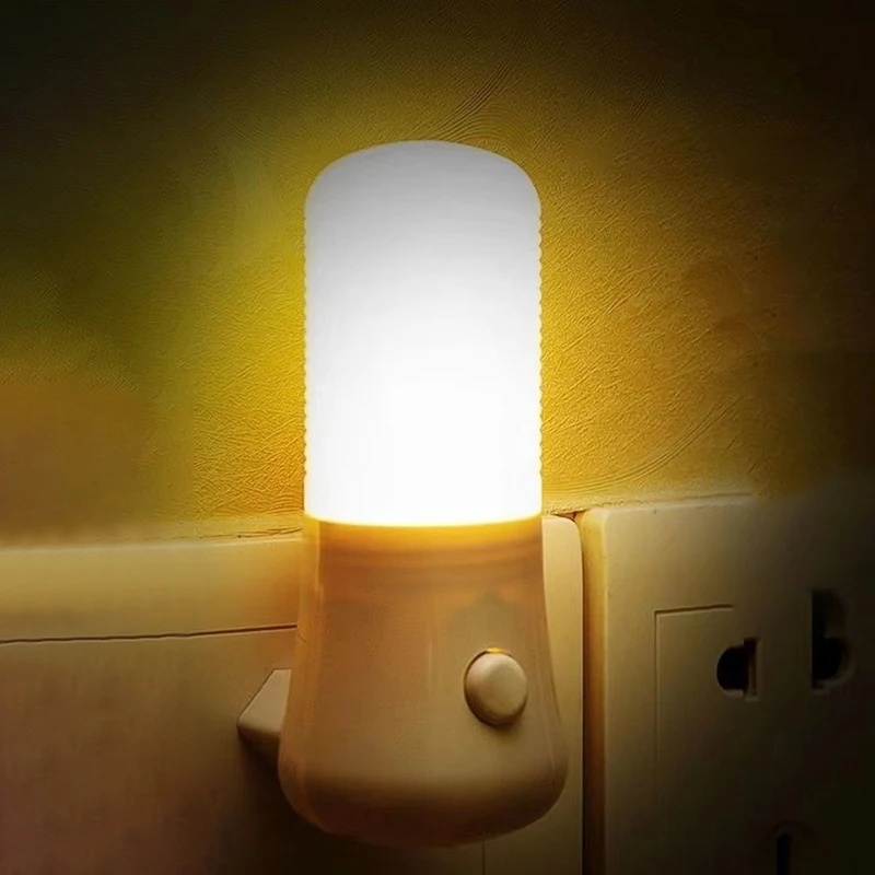 Lampu malam LED untuk bayi, lampu samping tempat tidur LED colokan US soket cerdas hemat energi, lampu malam untuk kamar tidur koridor