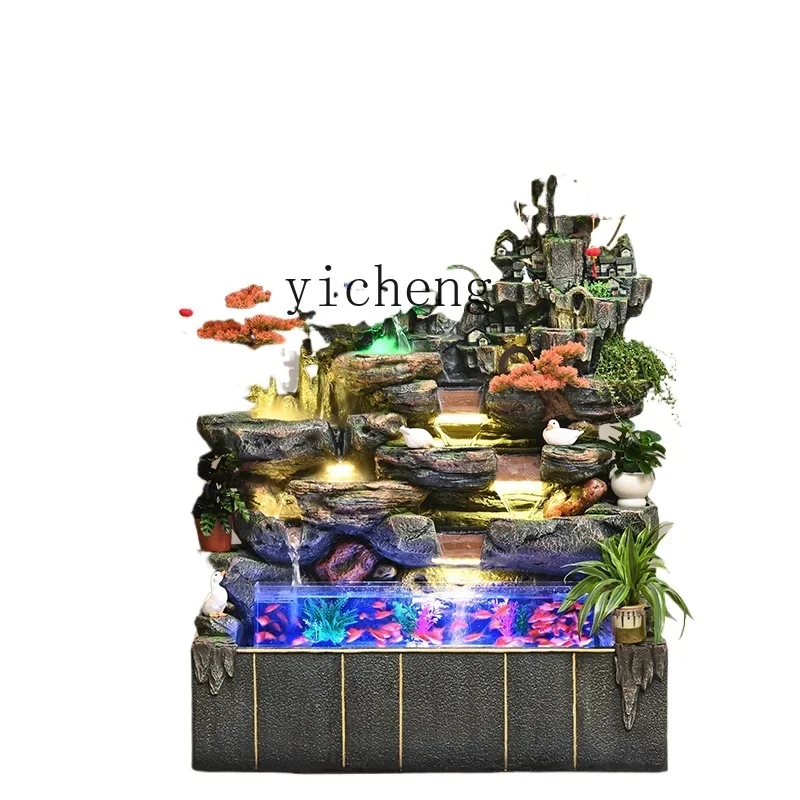 

TQH rockery flowing water fountain fish tank living room feng shui wheel entrance alpine circulation waterscape ornament