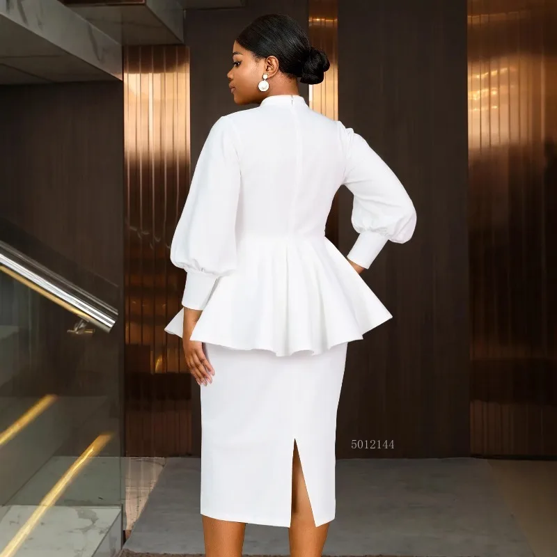 L-4XL grande taille vêtements africains pour femmes 2026 printemps africain à manches longues Polyester noir blanc fête soirée afrique vêtements