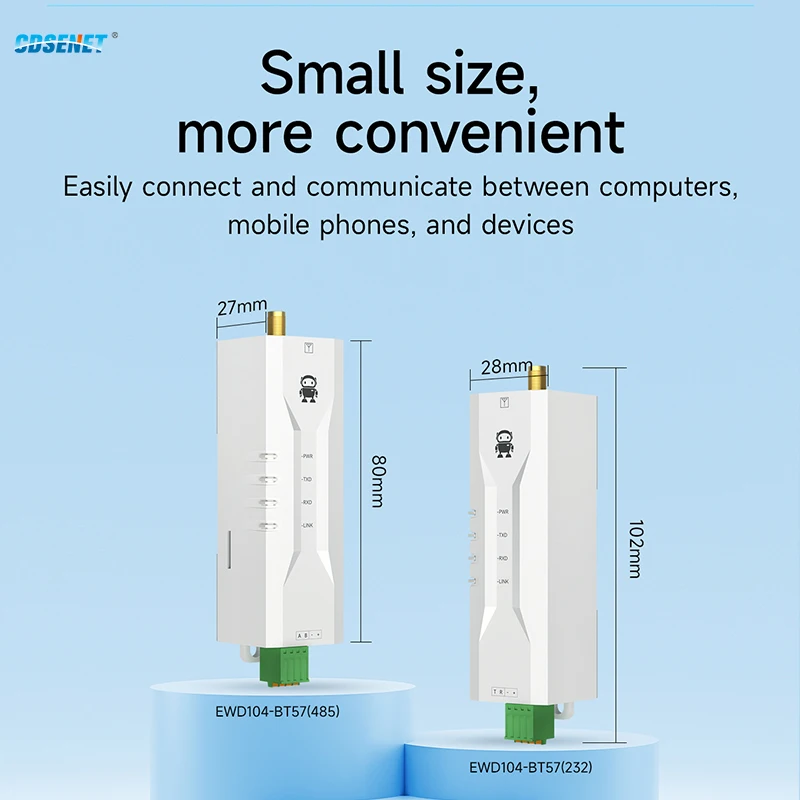 Industrial Grade 2.4GHz BLE5.2 RS485/RS232 to Bluetooth Wireless Converter CDSENT EWD104-BT57(485) Modbus Communication Module