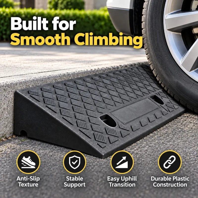 1/2PCS 100mm Plastic Curb Ramp Non-Slip Threshold Ramp for Car Bicycle Wheelchair Garage Driveway Smooth Transition Portable