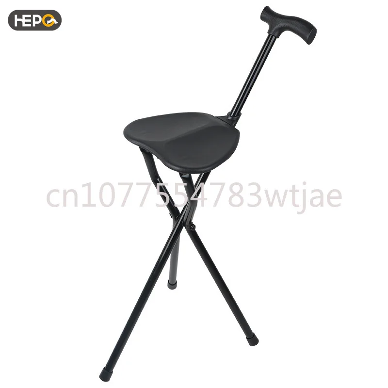 Elderly three legged cane stool, foldable aluminum alloy cane stool, portable foldable and user-friendly design