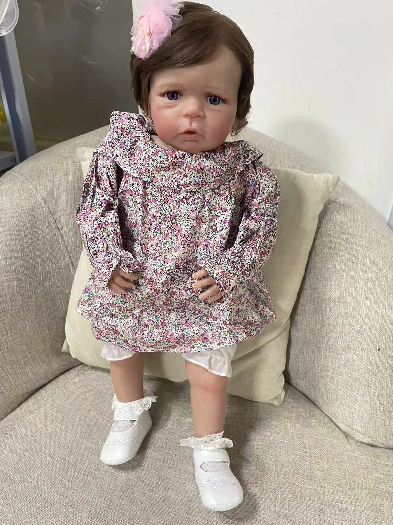 24 بوصة ساندي لينة القطن الجسم نابض بالحياة تولد من جديد دمية طبقات متعددة اللوحة ثلاثية الأبعاد الجلد مرئية الأوردة مع شعر الجذر اليد