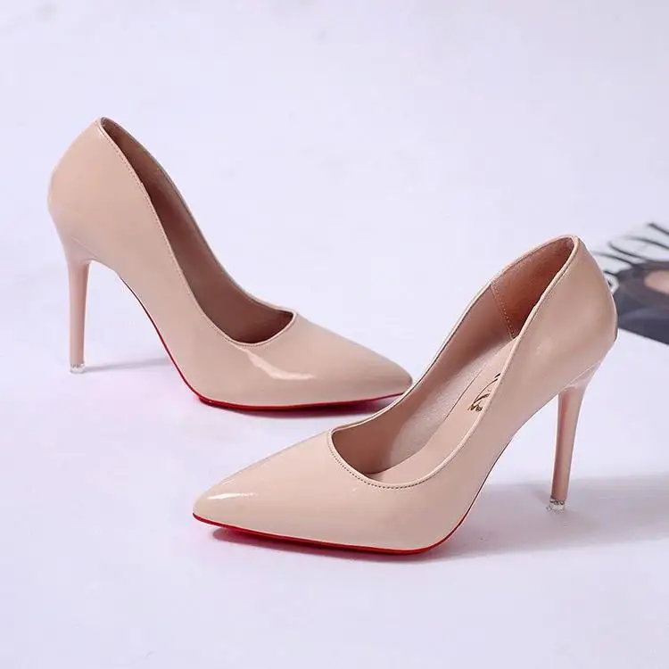 High Heel Pointed Toe Stiletto Red Bottom Fashion Women\'s Shoes Shallow High Heels Red Bottom High Heels Lolita Shoes