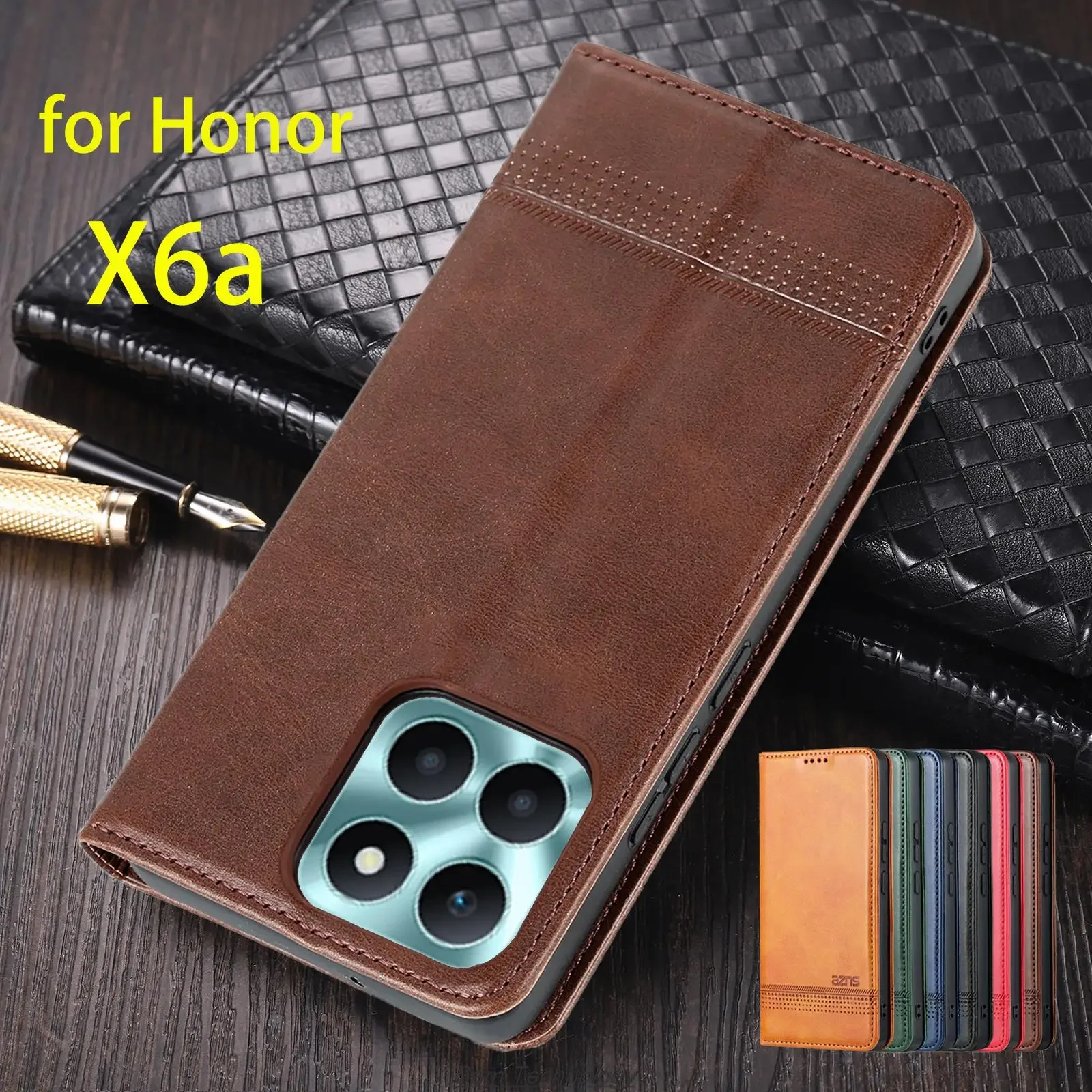 

Deluxe Magnetic Adsorption Leather Fitted Case for Huawei Honor X6a Flip Cover Protective Case Honor X6a Capa Fundas Coque