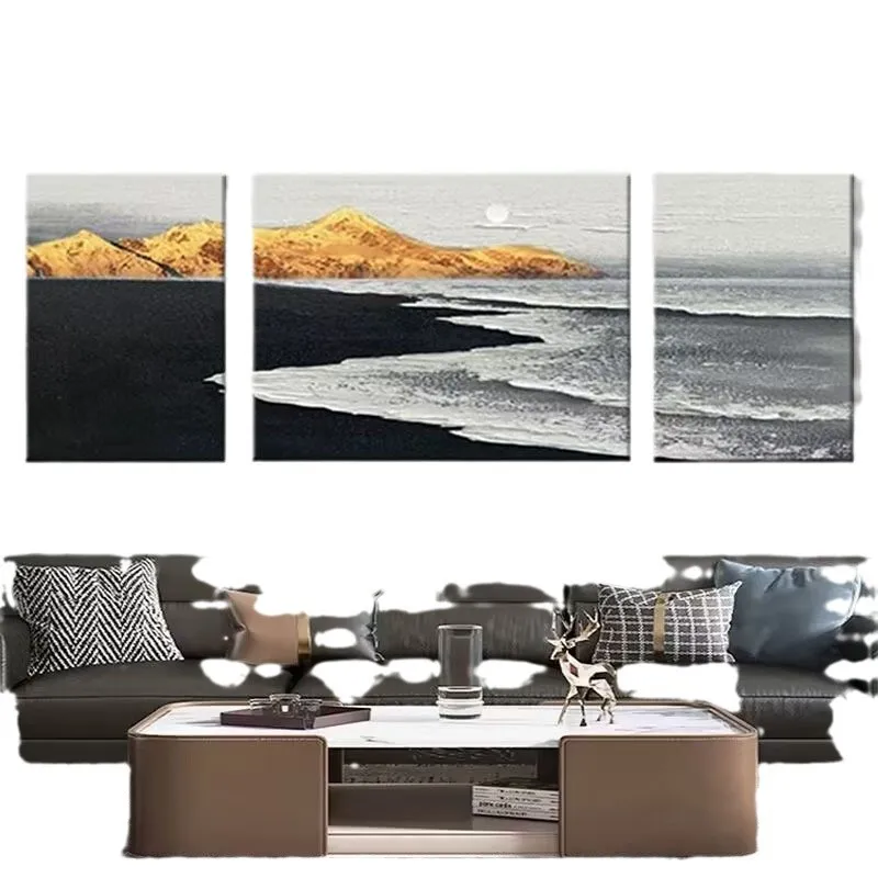 

Hand-painted oil painting backed by Jinshan living room sofa background decorative painting sandstone three-dimensional texture