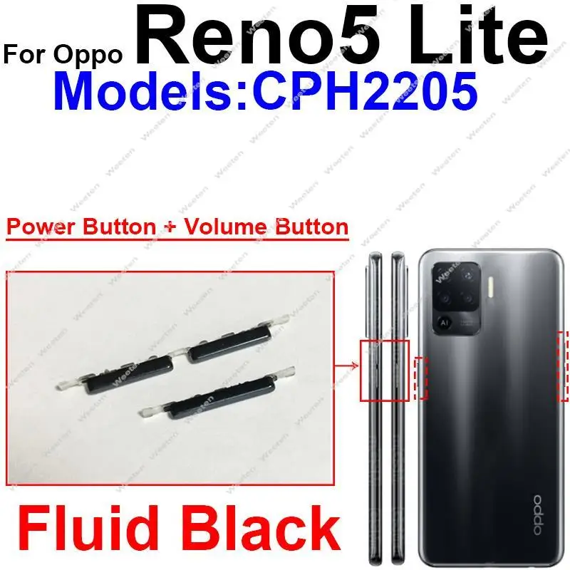 Power Volume Buttons For OPPO Reno 5 Lite 5 Pro Plus 5F 5Z 5Pro+ Plus 4G 5G On Off Power Volume Up Down Side Key Parts