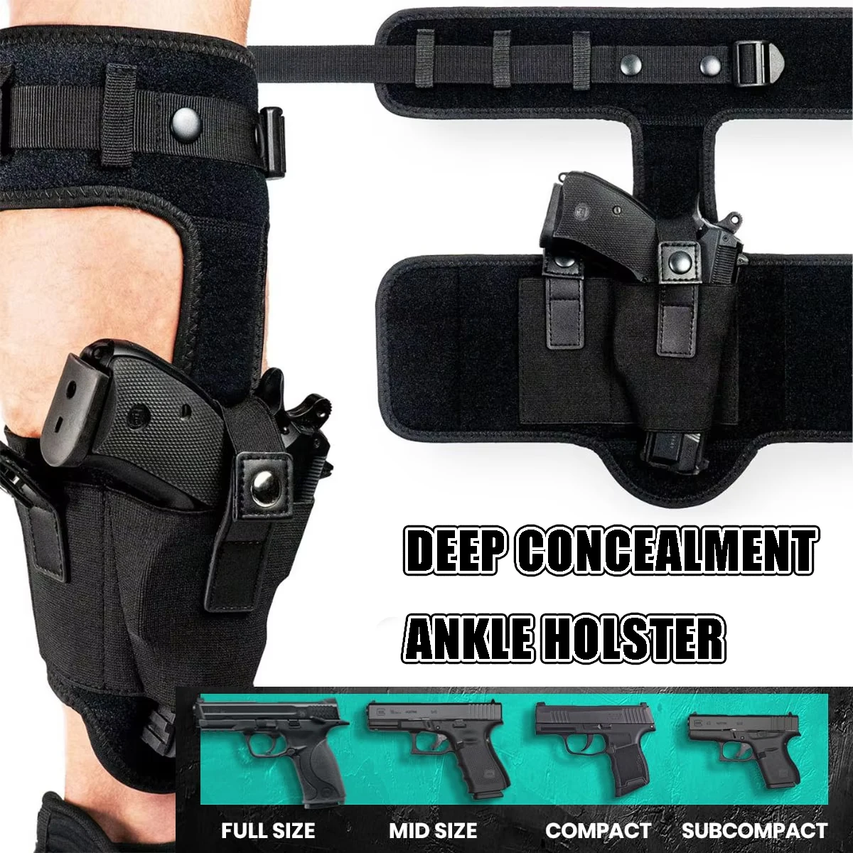 Premium Ankle Holster for Deep Concealment,9mm 380 Fits Glock 43 26 19, Ruger LCP SIG P365 Springfield Shield 9mm Bodyguard 380