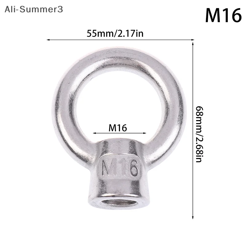 (YY)1Pc 2025 New Stainless Steel 304 Eye Nuts M6 M8 M10 M12 M16 Lifting Rings Marine-Grade Hardware Rigging Hoisting Industrial