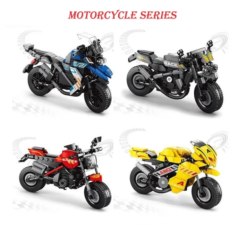 2023 MOC 300+Pcs Motorbike Bricks City Motorcycle Model Building Blocks Speed Racing Car Moto Vehicle Toys For Children Gifts