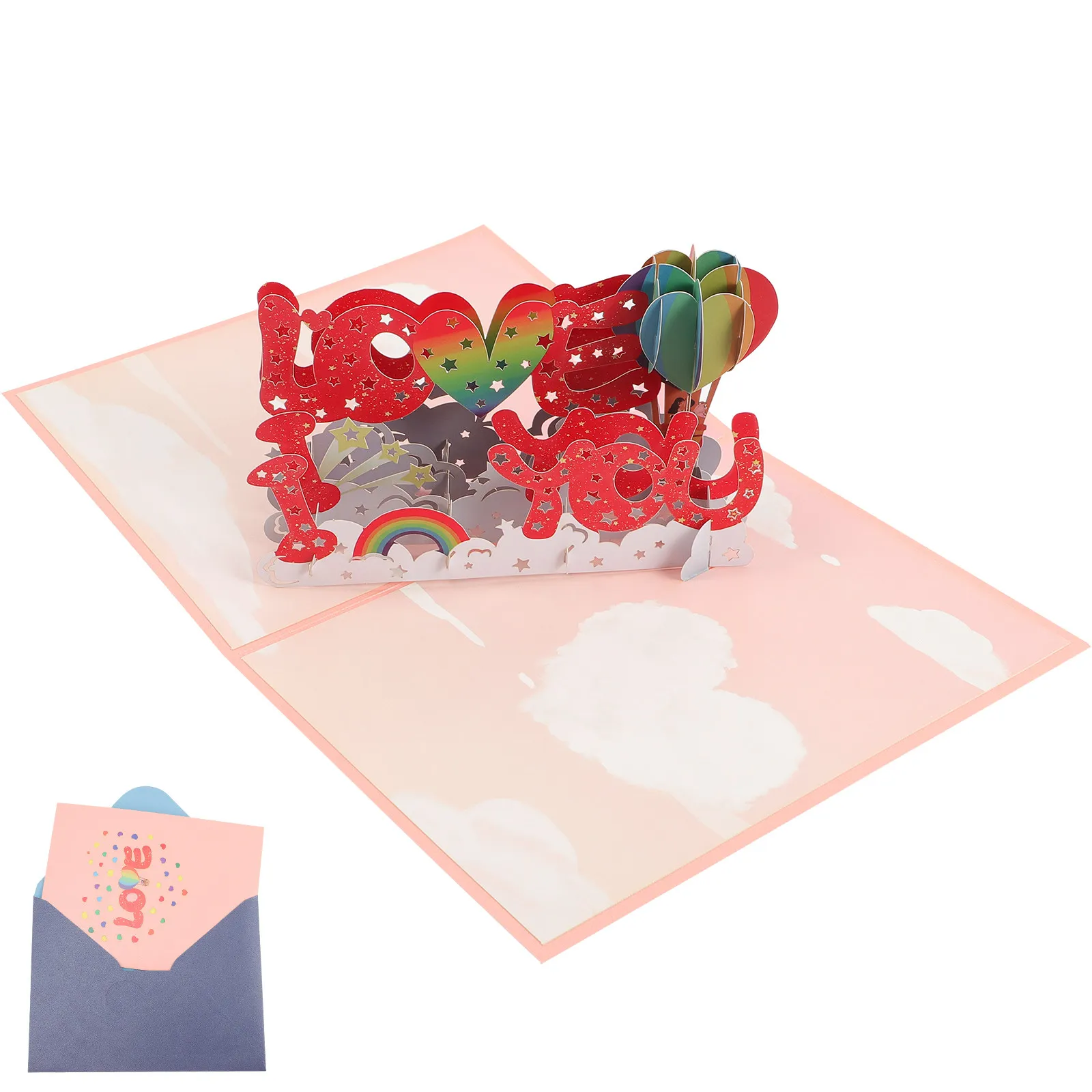 

1 набор 3D-открыток из бумаги с дизайном «Я тебя люблю» для Дня святого Валентина, годовщины, Дня отца, Дня матери, свадьбы, подарочная открытка