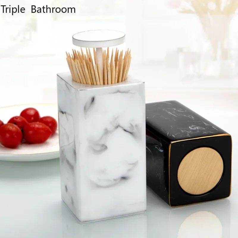 Household Toothpick Holder Cotton Swab Box Living Room Bathroom Desktop Toothpick Jar Hotel Restaurant Portable Storage Box