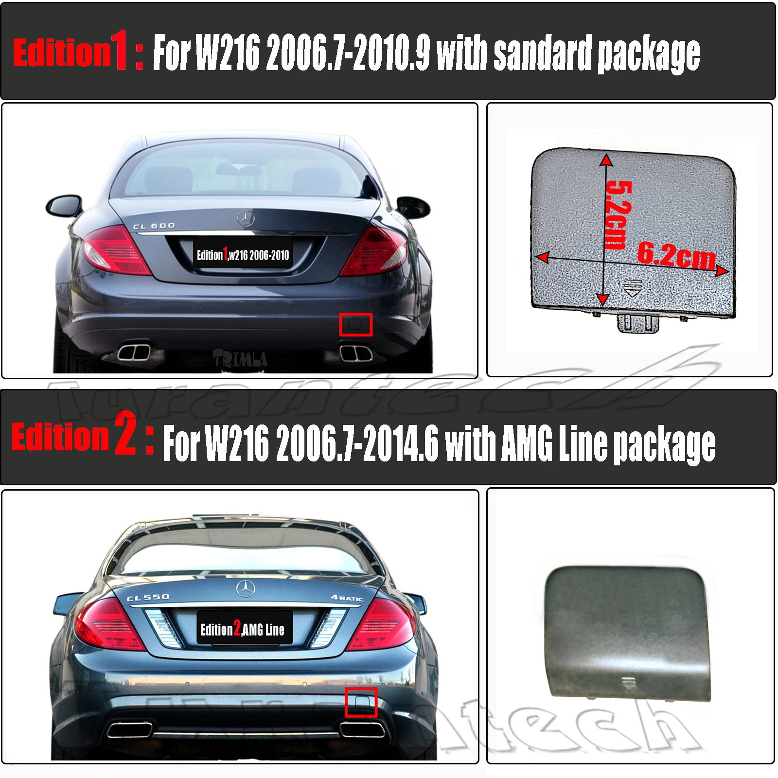 Задняя крышка буксировки для Mercedes-Benz CL Class W216 C216 Coupe CL500 CL550 CL600 CL63AMG CL65AMG Крышка буксировочного крюка 07-14