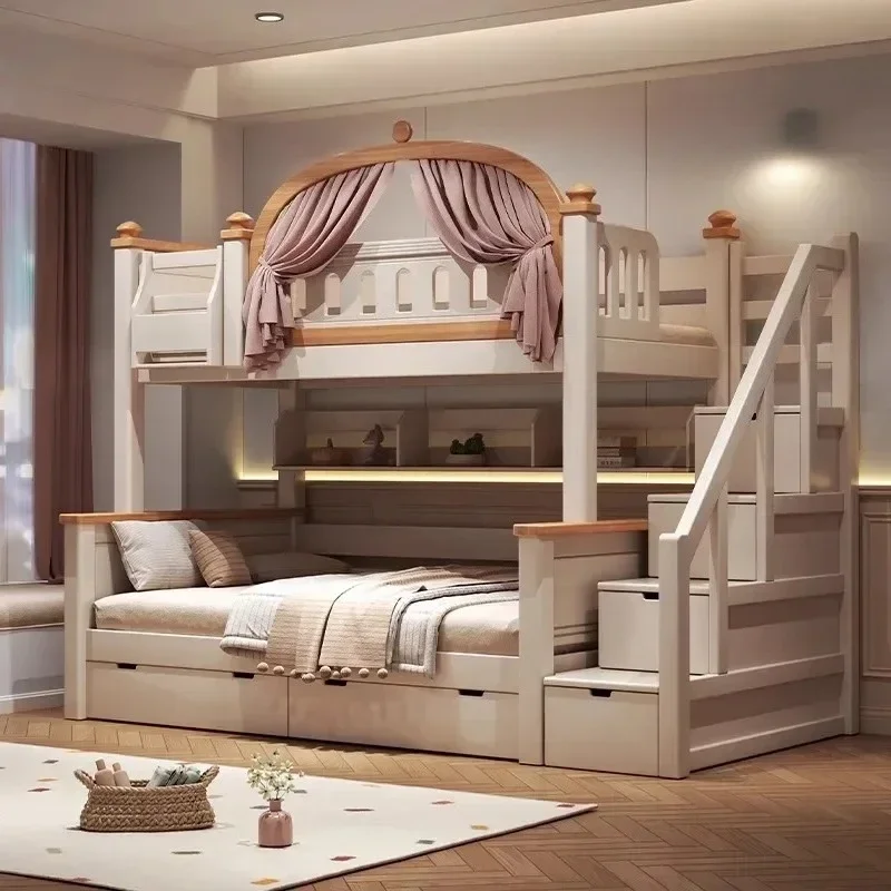 

Double Bases Frames Double Bed Full Size Kids Bunk Bed Climbing Stairs Drawer Storage Modern Princess Muebles Trendy Furniture