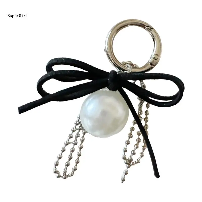 Large Sphere/Heart Pendant Keyring with Metal Chain Bag Ornament for Daily Wear Elegant Keychain Jewelry Adornment J78E