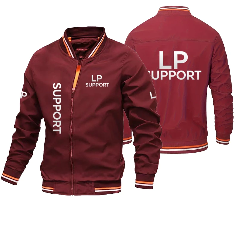 

LP SUPPORT Logo Solid Color Bomber Jacket Men's Casual Slim Fit Baseball Mens Jackets New Autumn Fashion High Quality Jackets
