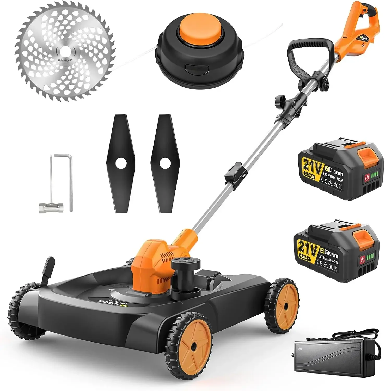 

Cordless Lawn Mower String Trimmer Wheeled Edger Kit 189 Inch 3 Blades Electric Weed Wacker Garden Tools