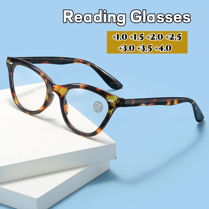 Stylish Cat Eye Anti-blue Light Reading Glasses for Men Women Fashion Retro Presbyopia Glasses Far-sighted Eyeglasses Diopters